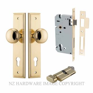 IVER 10338KENTR60KT PADDINGTON KEY-TURN ENTRANCE LOCK KITSET STEPPED PLATE POLISHED BRASS