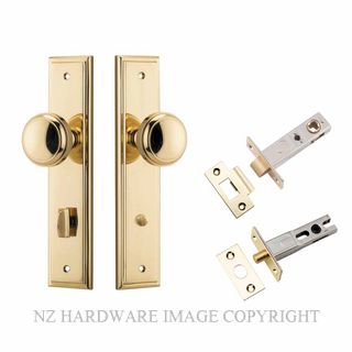 IVER 10338KPRIV60 PADDINGTON PRIVACY LATCH KITSET STEPPED PLATE POLISHED BRASS