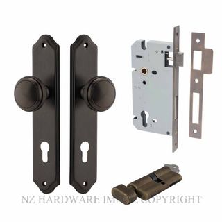 IVER 10826KENTR60KT PADDINGTON KEY-TURN ENTRANCE LOCK KITSET SHOULDERED PLATE SIGNATURE BRASS