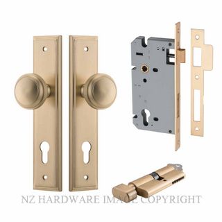 IVER 15338KENTR60KT PADDINGTON KEY-TURN ENTRANCE LOCK KITSET STEPPED PLATE BRUSHED BRASS
