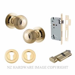 IVER 0220KENTR60KT GUILDFORD KEY-TURN ENTRANCE LOCK KITSET ROUND ROSE POLISHED BRASS
