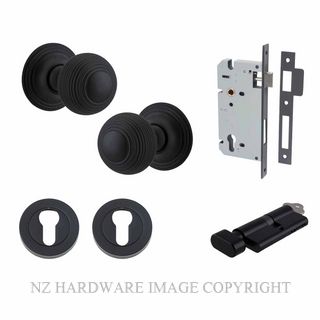 IVER 0223KENTR60KT GUILDFORD KEY-TURN ENTRANCE LOCK KITSET ROUND ROSE MATT BLACK