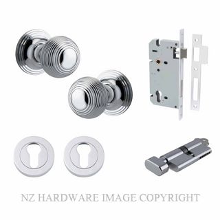 IVER 0224KENTR60KT GUILDFORD KEY-TURN ENTRANCE LOCK KITSET ROUND ROSE CHROME PLATE
