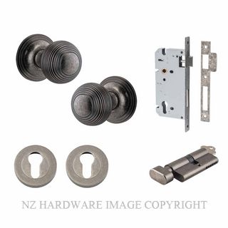 IVER 0227KENTR60KT GUILDFORD KEY-TURN ENTRANCE LOCK KITSET ROUND ROSE DISTRESSED NICKEL