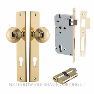 IVER 10324KENTR60KK GUILDFORD KEY-KEY ENTRANCE LOCK KITSET RECTANGULAR PLATE POLISHED BRASS