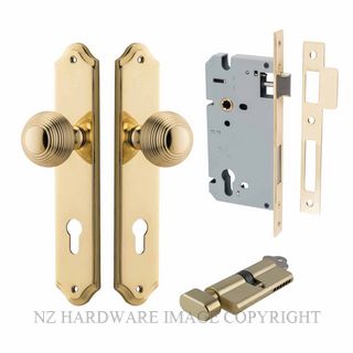 IVER 10330KENTR60KT GUILDFORD KEY-TURN ENTRANCE LOCK KITSET SHOULDERED PLATE POLISHED BRASS
