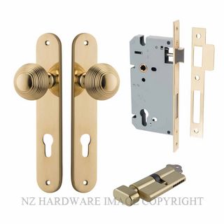 IVER 10336KENTR60KT GUILDFORD KEY-TURN ENTRANCE LOCK KITSET OVAL PLATE POLISHED BRASS