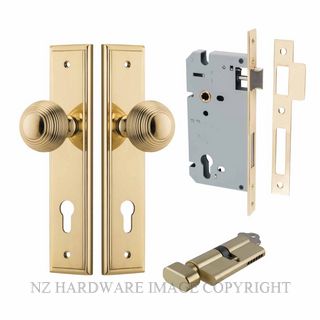 IVER 10342KENTR60KT GUILDFORD KEY-TURN ENTRANCE LOCK KITSET STEPPED PLATE POLISHED BRASS