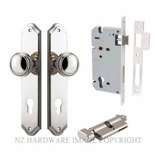 IVER 14326KENTR60KT PADDINGTON KEY-TURN ENTRANCE LOCK KITSET SHOULDERED PLATE POLISHED NICKEL