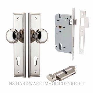 IVER 14338KENTR60KT PADDINGTON KEY-TURN ENTRANCE LOCK KITSET STEPPED PLATE POLISHED NICKEL