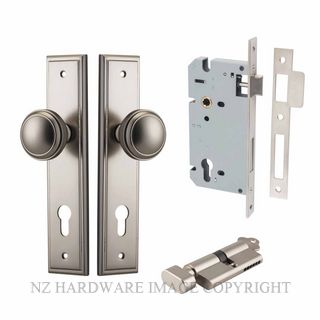 IVER 14838KENTR60KT PADDINGTON KEY-TURN ENTRANCE LOCK KITSET STEPPED PLATE SATIN NICKEL