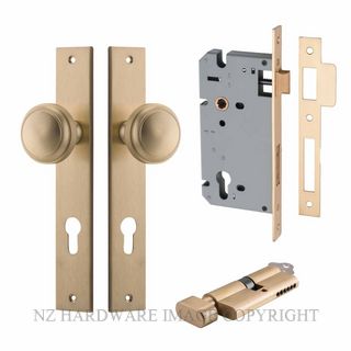 IVER 15320KENTR60KT PADDINGTON KEY-TURN ENTRANCE LOCK KITSET RECTANGULAR PLATE BRUSHED BRASS