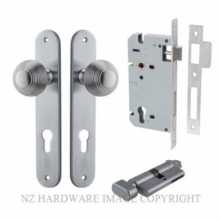 IVER 12336KENTR60KT GUILDFORD KEY-TURN ENTRANCE LOCK KITSET OVAL PLATE BRUSHED CHROME