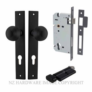 IVER 12824KENTR60KT GUILDFORD KEY-TURN ENTRANCE LOCK KITSET RECTANGULAR PLATE MATT BLACK