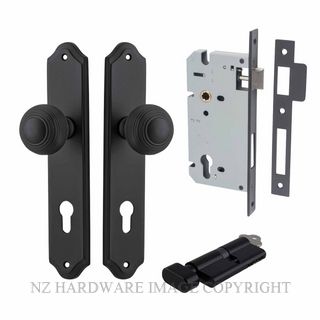 IVER 12830KENTR60KT GUILDFORD KEY-TURN ENTRANCE LOCK KITSET SHOULDERED PLATE MATT BLACK