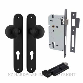 IVER 12836KENTR60KT GUILDFORD KEY-TURN ENTRANCE LOCK KITSET OVAL PLATE MATT BLACK