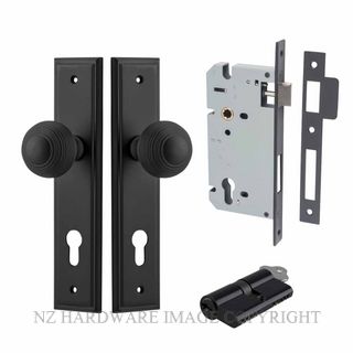 IVER 12842KENTR60KK GUILDFORD KEY-KEY ENTRANCE LOCK KITSET STEPPED PLATE MATT BLACK