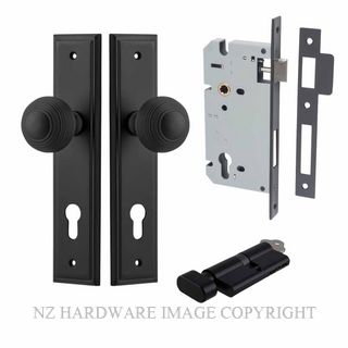 IVER 12842KENTR60KT GUILDFORD KEY-TURN ENTRANCE LOCK KITSET STEPPED PLATE MATT BLACK
