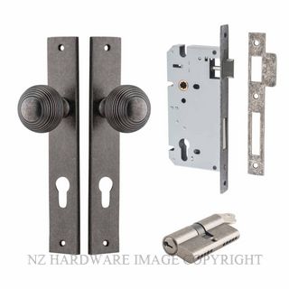IVER 13824KENTR60KK GUILDFORD KEY-KEY ENTRANCE LOCK KITSET RECTANGULAR PLATE DISTRESSED NICKEL