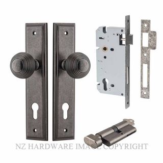 IVER 13842KENTR60KT GUILDFORD KEY-TURN ENTRANCE LOCK KITSET STEPPED PLATE DISTRESSED NICKEL