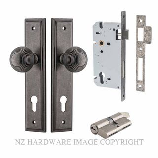 IVER 13842KENTR60KK GUILDFORD KEY-KEY ENTRANCE LOCK KITSET STEPPED PLATE DISTRESSED NICKEL