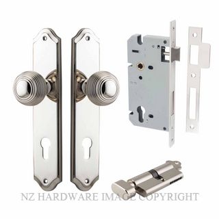 IVER 14330KENTR60KT GUILDFORD KEY-TURN ENTRANCE LOCK KITSET SHOULDERED PLATE POLISHED NICKEL