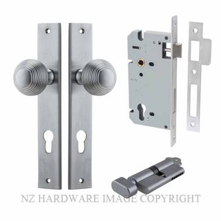 IVER 12324KENTR60KT GUILDFORD KEY-TURN ENTRANCE LOCK KITSET RECTANGULAR PLATE BRUSHED CHROME