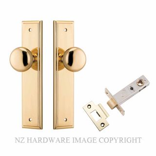 IVER 10340KPASS60 CAMBRIDGE PASSAGE LATCH KITSET STEPPED PLATE POLISHED BRASS