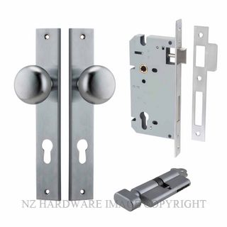 IVER 12322KENTR60KT CAMBRIDGE KEY-TURN ENTRANCE LOCK KITSET RECTANGULAR PLATE BRUSHED CHROME