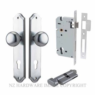 IVER 12328KENTR60KT CAMBRIDGE KEY-TURN ENTRANCE LOCK KITSET SHOULDERED PLATE BRUSHED CHROME