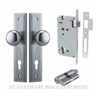 IVER 12340KENTR60KK CAMBRIDGE KEY-KEY ENTRANCE LOCK KITSET STEPPED PLATE BRUSHED CHROME