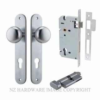 IVER 12334KENTR60KT CAMBRIDGE KEY-TURN ENTRANCE LOCK KITSET OVAL PLATE BRUSHED CHROME