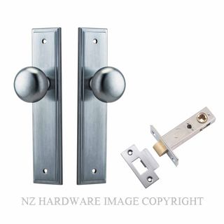 IVER 12340KPASS60 CAMBRIDGE PASSAGE LATCH KITSET STEPPED PLATE BRUSHED CHROME