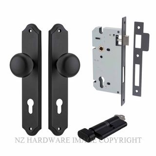 IVER 12828KENTR60KT CAMBRIDGE KEY-TURN ENTRANCE LOCK KITSET SHOULDERED PLATE MATT BLACK
