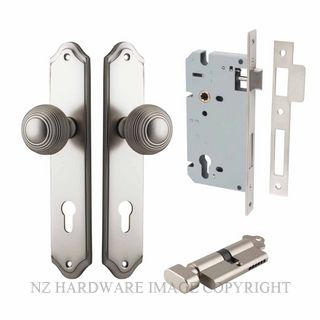 IVER 14830KENTR60KT GUILDFORD KEY-TURN ENTRANCE LOCK KITSET SHOULDERED PLATE SATIN NICKEL