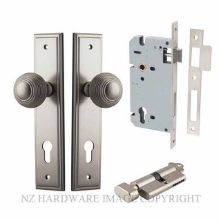 IVER 14842KENTR60KT GUILDFORD KEY-TURN ENTRANCE LOCK KITSET STEPPED PLATE SATIN NICKEL