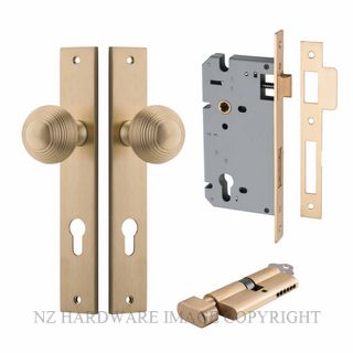 IVER 15324KENTR60KT GUILDFORD KEY-TURN ENTRANCE LOCK KITSET RECTANGULAR PLATE BRUSHED BRASS