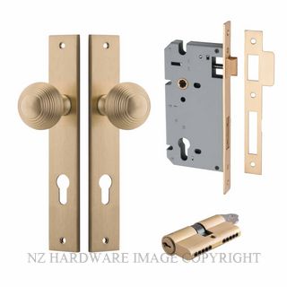 IVER 15324KENTR60KK GUILDFORD KEY-KEY ENTRANCE LOCK KITSET RECTANGULAR PLATE BRUSHED BRASS