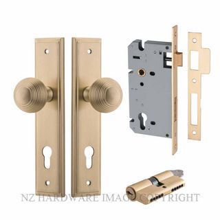 IVER 15342KENTR60KK GUILDFORD KEY-KEY ENTRANCE LOCK KITSET STEPPED PLATE BRUSHED BRASS