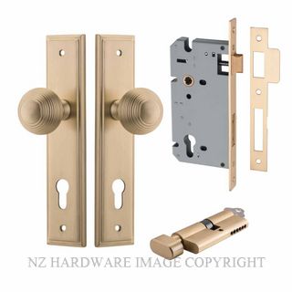 IVER 15342KENTR60KT GUILDFORD KEY-TURN ENTRANCE LOCK KITSET STEPPED PLATE BRUSHED BRASS