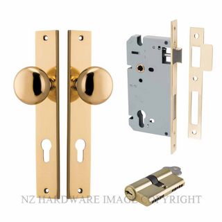 IVER 10322KENTR60KK CAMBRIDGE KEY-KEY ENTRANCE LOCK KITSET RECTANGULAR PLATE POLISHED BRASS