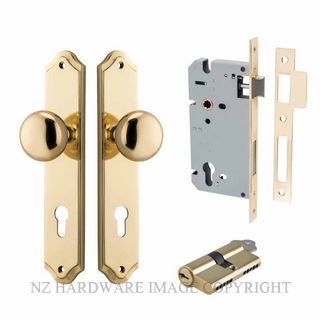 IVER 10328KENTR60KK CAMBRIDGE KEY-KEY ENTRANCE LOCK KITSET SHOULDERED PLATE POLISHED BRASS