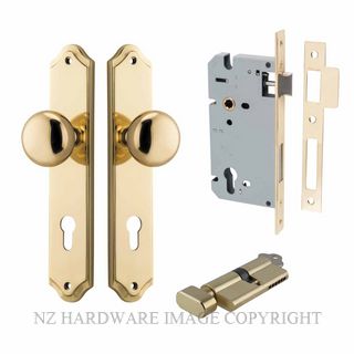 IVER 10328KENTR60KT CAMBRIDGE KEY-TURN ENTRANCE LOCK KITSET SHOULDERED PLATE POLISHED BRASS