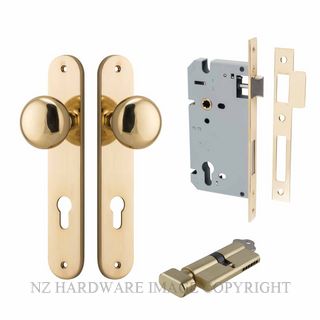 IVER 10334KENTR60KT CAMBRIDGE KEY-TURN ENTRANCE LOCK KITSET OVAL PLATE POLISHED BRASS