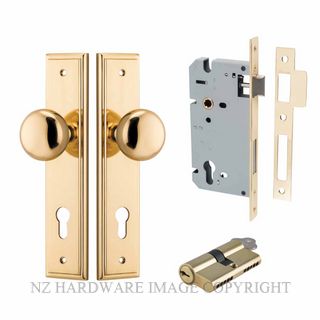 IVER 10340KENTR60KK CAMBRIDGE KEY-KEY ENTRANCE LOCK KITSET STEPPED PLATE POLISHED BRASS