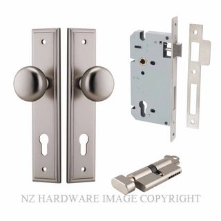 IVER 14840KENTR60KT CAMBRIDGE KEY-TURN ENTRANCE LOCK KITSET STEPPED PLATE SATIN NICKEL