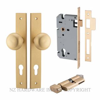 IVER 15322KENTR60KT CAMBRIDGE KEY-TURN ENTRANCE LOCK KITSET RECTANGULAR PLATE BRUSHED BRASS