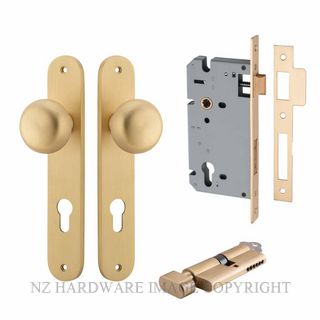 IVER 15334KENTR60KT CAMBRIDGE KEY-TURN ENTRANCE LOCK KITSET OVAL PLATE BRUSHED BRASS