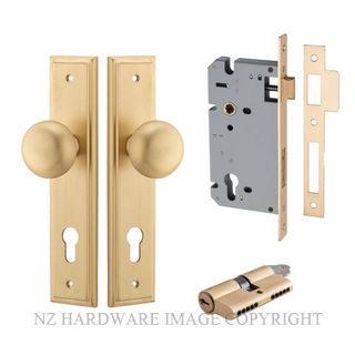 IVER 15340KENTR60KK CAMBRIDGE KEY-KEY ENTRANCE LOCK KITSET STEPPED PLATE BRUSHED BRASS