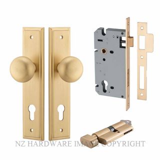 IVER 15340KENTR60KT CAMBRIDGE KEY-TURN ENTRANCE LOCK KITSET STEPPED PLATE BRUSHED BRASS
